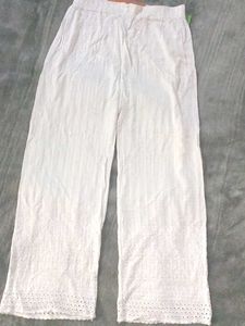 White Eyelet Wide Leg Pants