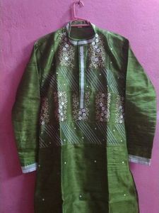 Green Embroidered Kurta Set