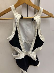 Black &amp; White Cutout Swimming Suit