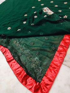 Dark Green 🍏 Saree Heavyworks 💎