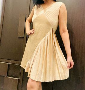 Beige Satin Designer Dress