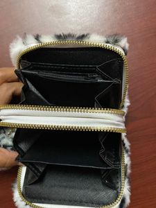 Black And White Striped Wallet 2zipper