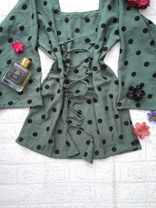 Corset Back Polka Dot Kurti 🖤