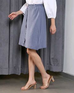 Chic Blue Button-Front Skirt