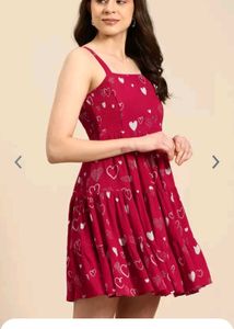 Print Square Neck Crepe Fit &amp; Flare Mini Dress