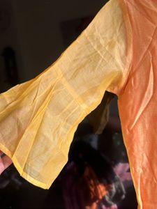 Yellow-Pink Embroidered Kurta