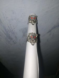 Pair of Lion Head Rings,  Stainless Steel
