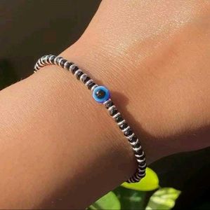 925 Silver Evil Eye Beaded Bracelet
