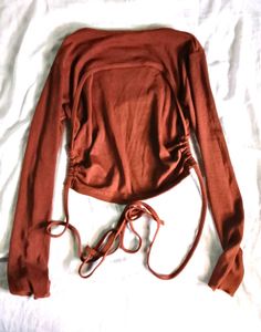 Rust Tie Back Long Sleeve Top