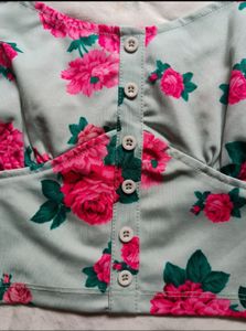 Floral Button-Down Crop Top