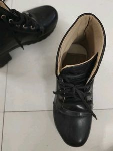 Black Leather Boots - UK 6, 2inch Heels