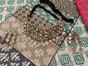 Oxidized Silver Chocker With Earrings Set