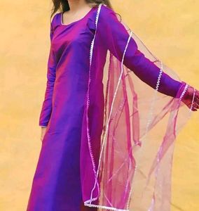 Purple Kurta With Net Dupatta 💜💜