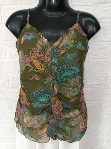 Green Printed Tank Top