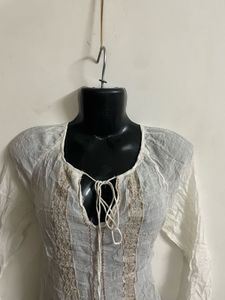 Cotton Soft White Kurti Short