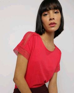 Fig crew neck magenta / rani pink top cutout