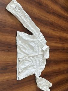 Zara cotton pure white crop shirt