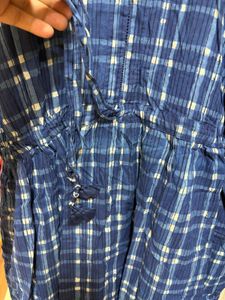 anokhi Blue Plaid Midi Dress