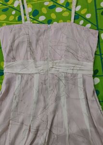 Long Satin And Net Gown