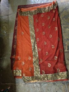 Orange Embellished Saree