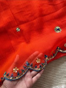 Orange Embellished Saree