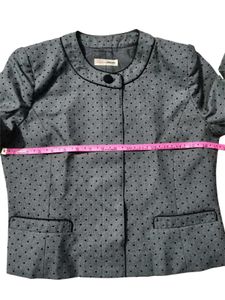 Elegant Polka Dot Grey Korean Blazer
