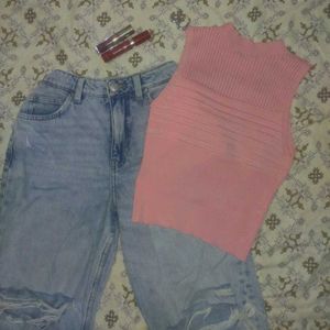 Sleeveless Pink Knit Top