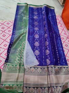 violet green combination saree