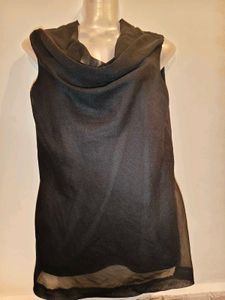 Size L/ XL Elegant Black Cowl Neck Top