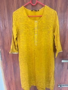 Yellow Printed Kurta