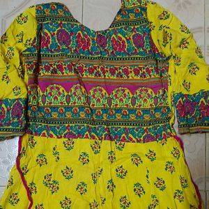 Yellow Printed Kurta