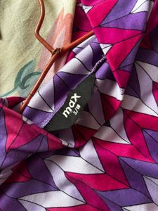 MAX Geometric Printed Crop Top with Ruching