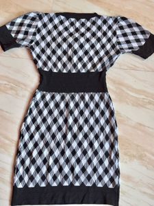 Checkered Knit Mini Dress