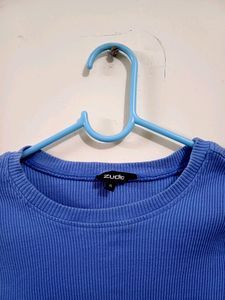 ZUDIO Blue Cotton Ribbed Top