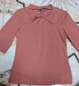 Pink Cut Out Crepe Top