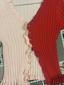 Two-Tone Ruffle Cardigan