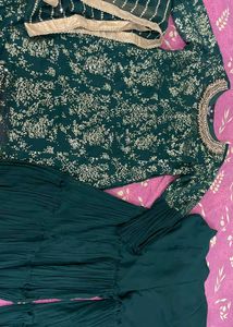 Green &amp; Gold Indian Outfit Sharara Set