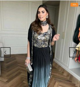 Black Ombre Draped Dhoti Skirt Set