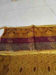 Tan With Meroon Semi Silk Saree ..