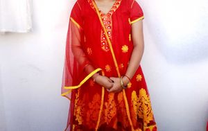 Elegant Red &amp; Gold Kurta Set