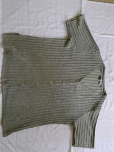 V-neck Olive Green Cardigan Sweater