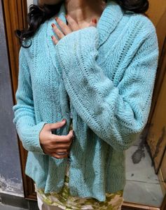 Blue Knitted Cardigan winter wear women