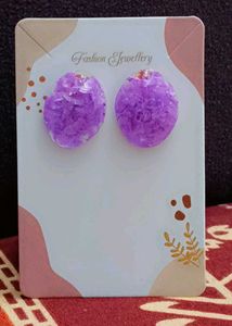Purple Floral Stud Earrings