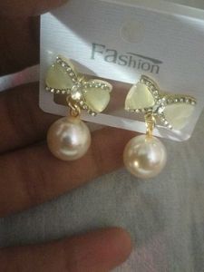 Bow Pearl Drop Earrings