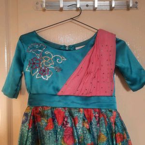 Tafetta Silk Daisy Couture Party Dress for Girls