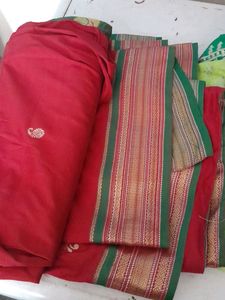 Silk Saree Red And Green