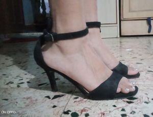 Velvet Black Pencil Heels