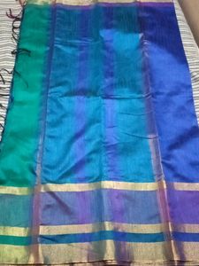 Semi Raw Silk Saree Body: Dark Blue Colour