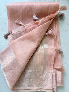 Unused Peach Saree