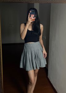 STRADIVARIUS Gingham Pleated Tennis Skirt
